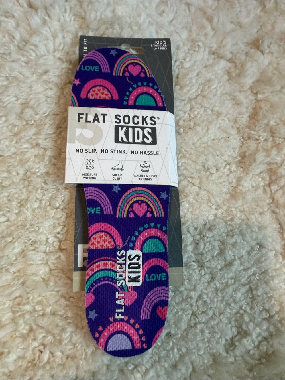 NWT - Flat Socks Kids Rainbow Explosion Sock Alternative